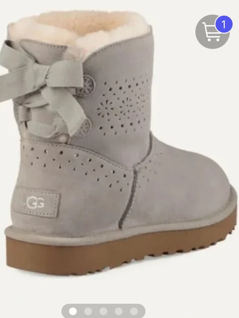 UGG DAE Sunshine Light Gray Perforated Short Bow Boot